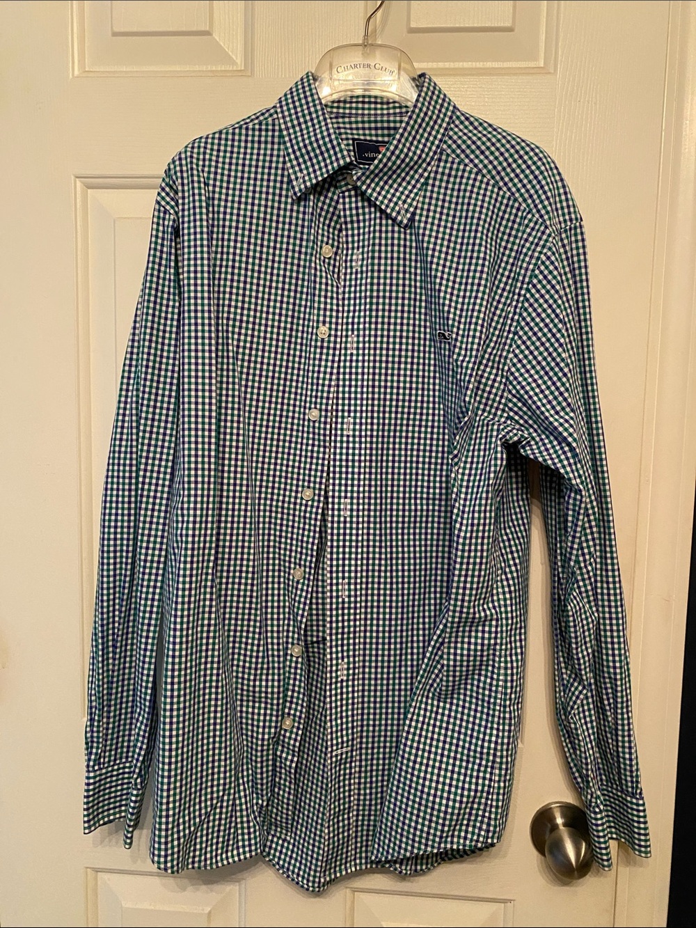 Vineyard Vines Blue and Green Gingham Button-Down Shirt